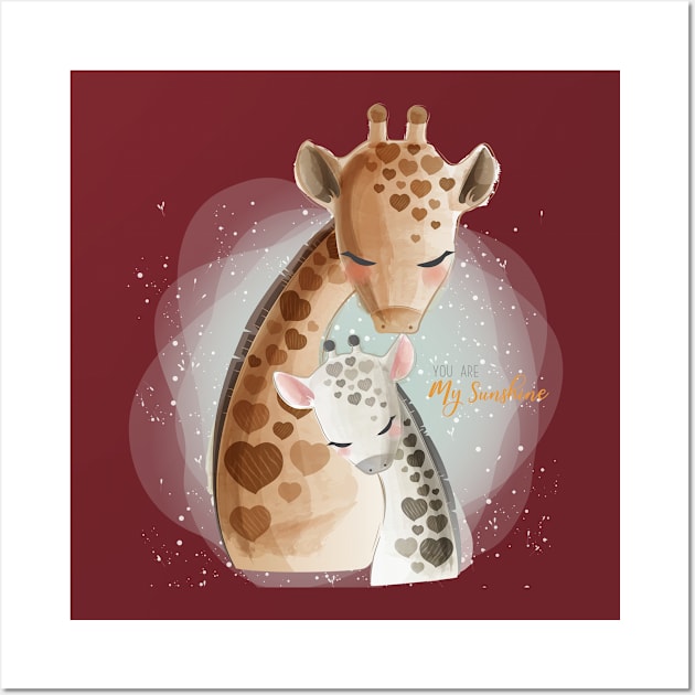 giraffe baby mommy you are my sunshine Wall Art by Mako Design 